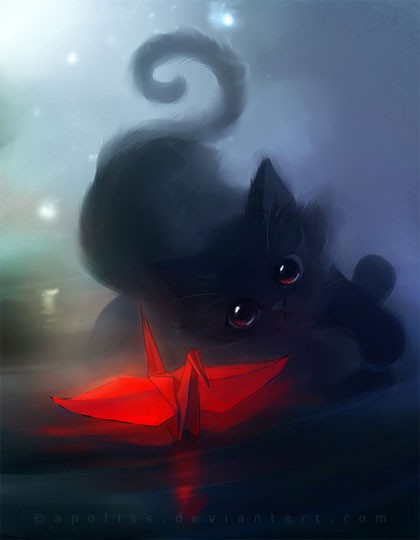 插画家rihardsdonskis超可爱小黑猫插画欣赏