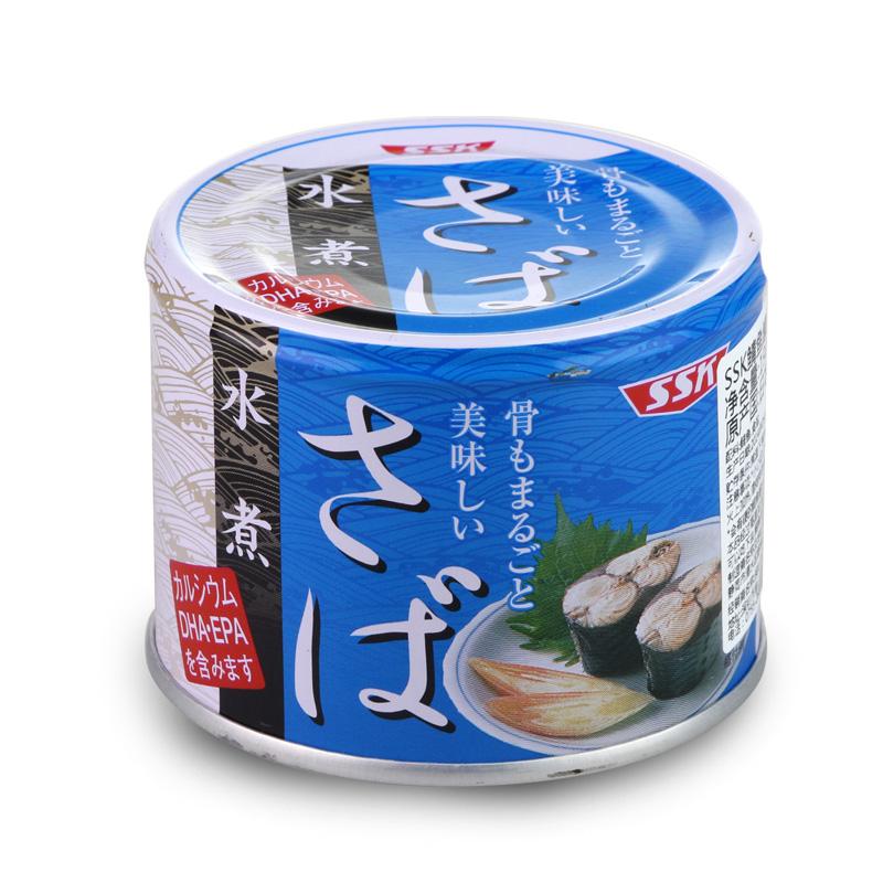 日本原装进口食品ssk鲭鱼罐头水煮味190g上架