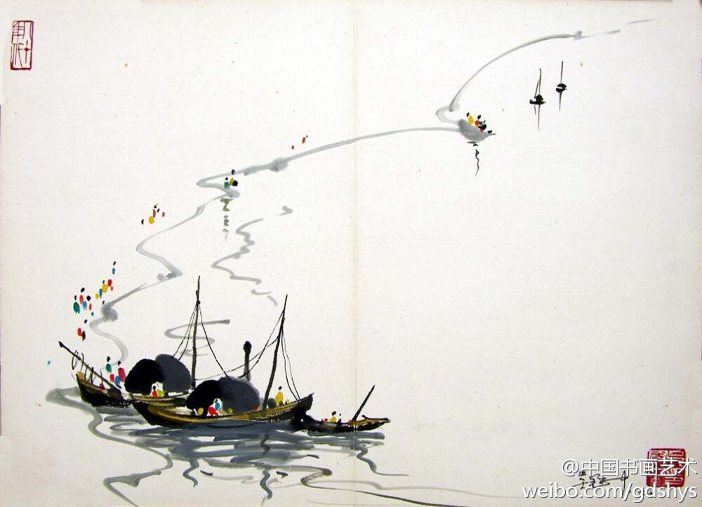 吴冠中 作品《故乡湖畔 吴冠中对江南水景有着浓厚的深情,描绘