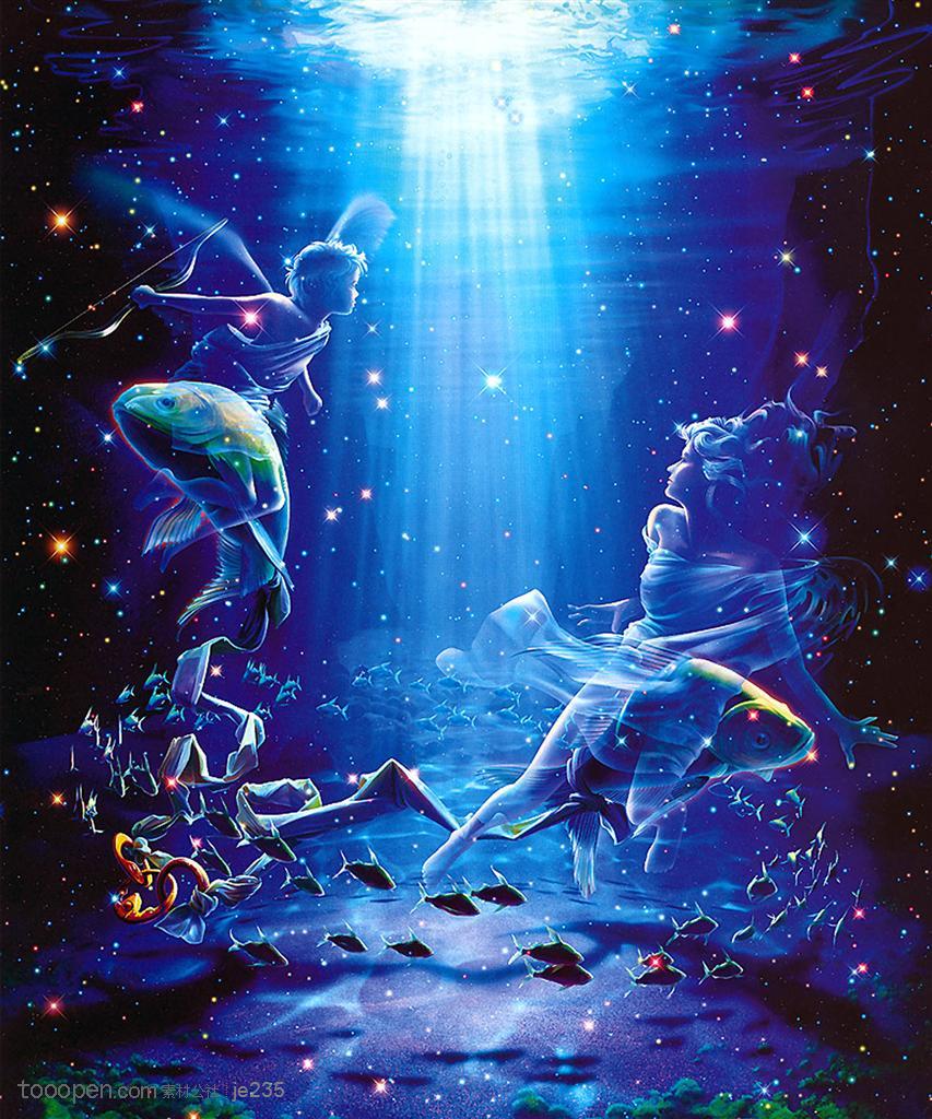 蓝海梦幻星座美图双鱼座艺术设计图片素材
