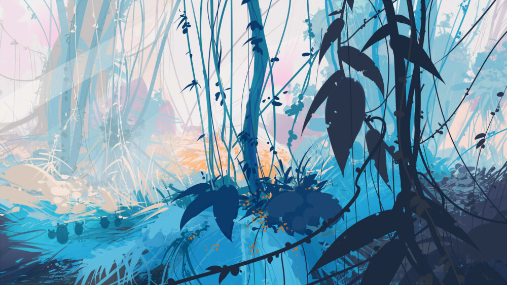 插画家 alexey shirokikh 的树林插画,色调好看到爆