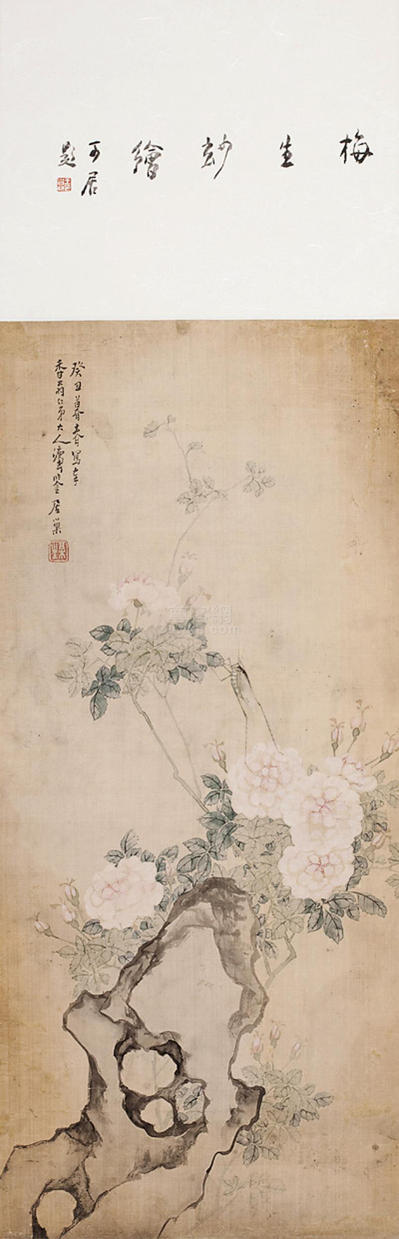 居巢花卉镜片设色绢本作品欣赏