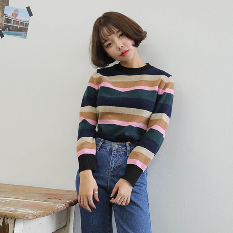韩国stylenanda炫彩条纹针织衫