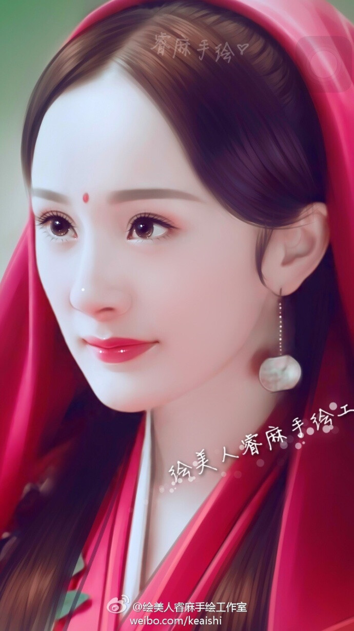微博:绘美人睿麻手绘工作室 杨幂手绘图 三生三世十里桃花 白浅 转