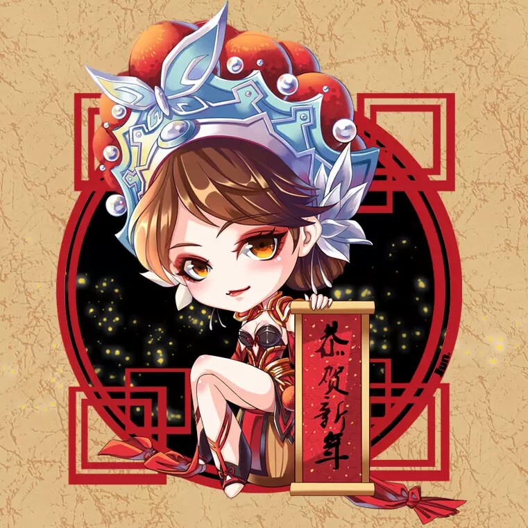 王者荣耀霸王别姬新春贺图q版虞姬