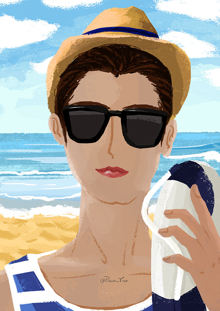 paco_yao 插画 原创 头像 男生男孩 型男帅哥小鲜肉 夏天夏季 帽子