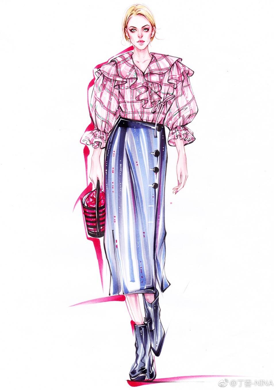 时装绘画服装设计插画师微博丁香nina