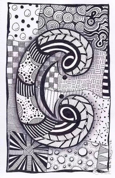 线描画黑白画装饰画儿童画素材字母