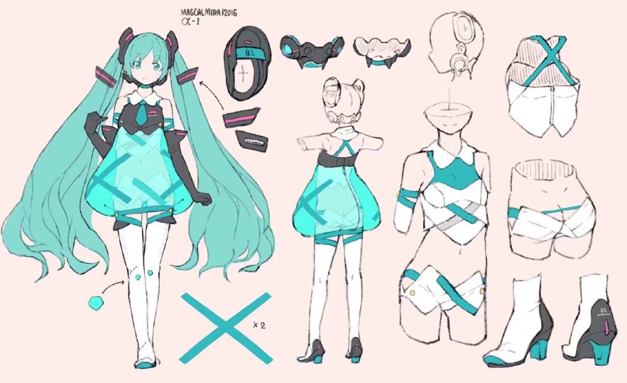 初音科技风服装设计稿