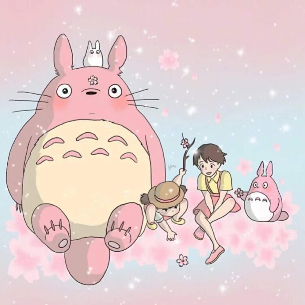 宫崎骏粉色龙猫头像朋友圈背景图