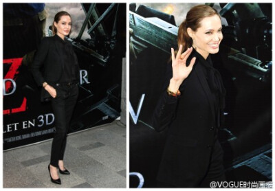 #Fashion News# Angelina Jolie再次现身《僵尸世界大战 World War Z》的巴黎首映式，女神这次选择的仍是黑色Saint Laurent，但款式换成了干净利落的西服套装。在Angelina Jolie身上，黑色紫貂西服的干练与丝绸衬衣的…