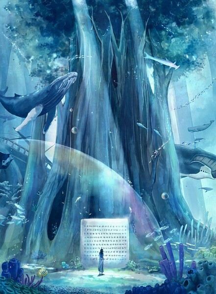 op二次元acg插画树动漫树下