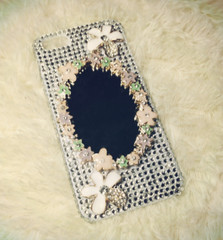 满钻镜子花朵定制DIY手机壳Iphone4/4s/5手机壳