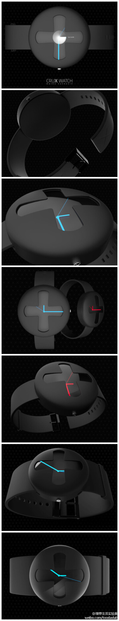 时间是最平常之物，也是万物万念之源头。Crux Watch 就是这样一款表，外形简洁，寓意却并不简单。它采用黑色哑光材质，圆形表盘由一个大十字构成。时针很短,分针很长，而用电子显屏技术将表针“深陷”在表盘里，使得…