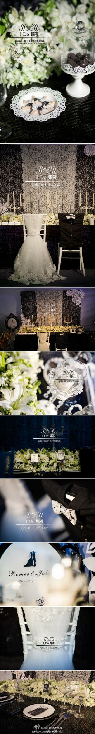 【黑白甜蜜餐桌】黑白配，现在也是时尚男女婚礼的热门颜色，经典，大气，甜蜜，时尚！
