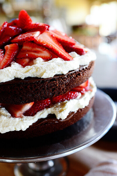 Chocolate Strawberry Nutella Cake