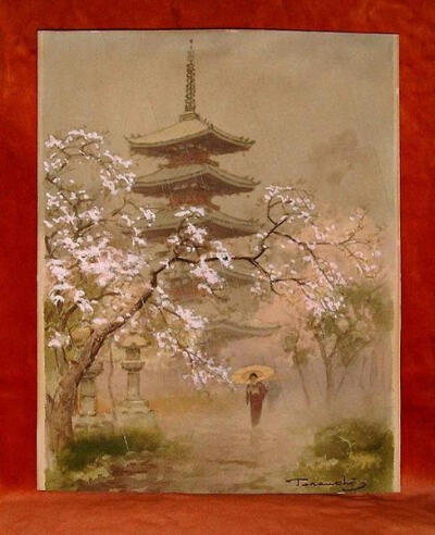 Pagoda in Spring Rain Terauchi Fukutaro