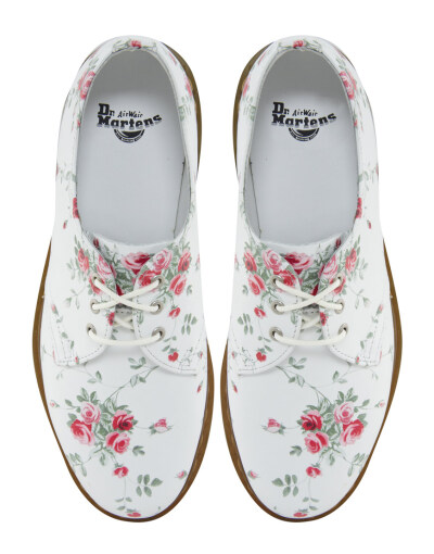 Dr.Martens Print 1461 White Rose Flat Shoe