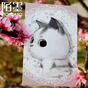 mo~盒装杂志明信片 猫的国度 M星人 可爱摄影/手绘原创卡片 30枚