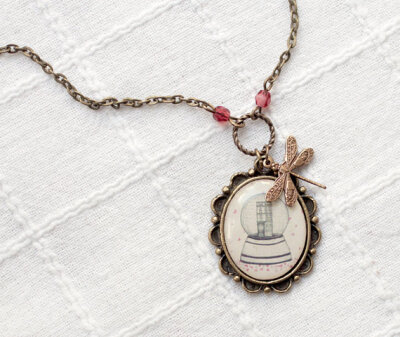 Snow globe necklace (N008)