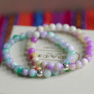 三彩玉 柠檬玉 纯银光珠