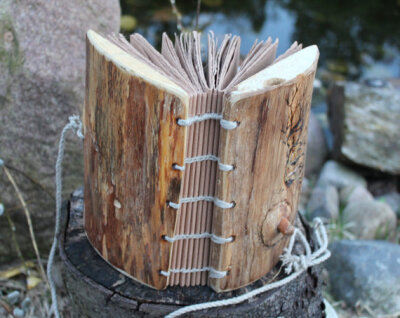 Rustic wood journal 8 1/2 x 6 Branch Swirl