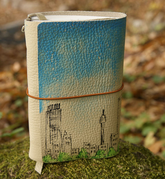 craftSOO - Leather journal, Hand bound leather journal, Notebook, Sketchbook - Urban Landscpe