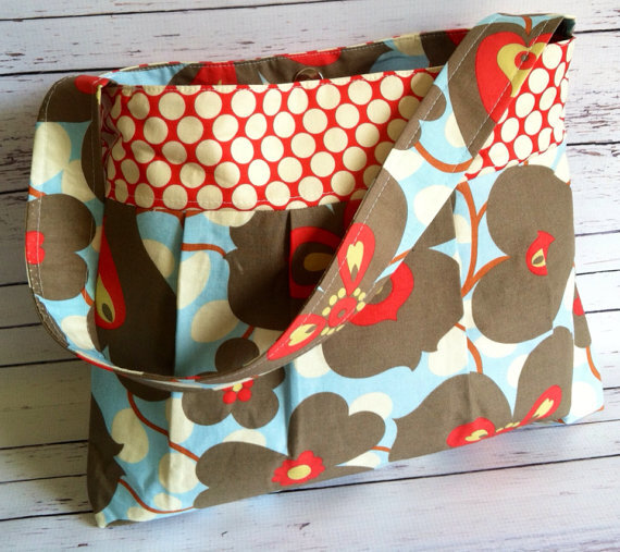 SHIPS TODAY Pleated Purse w/ Zipper Pocket Amy Butler Morning Glory Lotus Purses