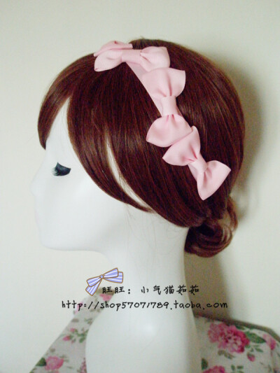 超多蝴蝶结纯色罗纹带 发带 发饰