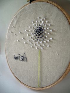 Embroidery Hoop Art Wish in Silver Hoop Embroidery