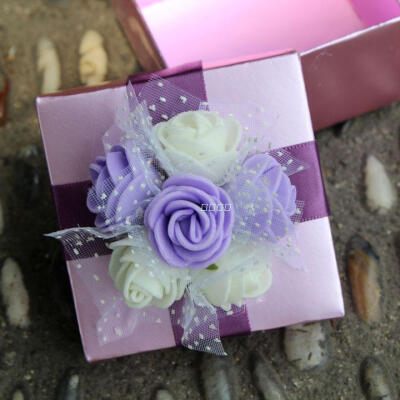 紫色泡沫花 喜糖盒