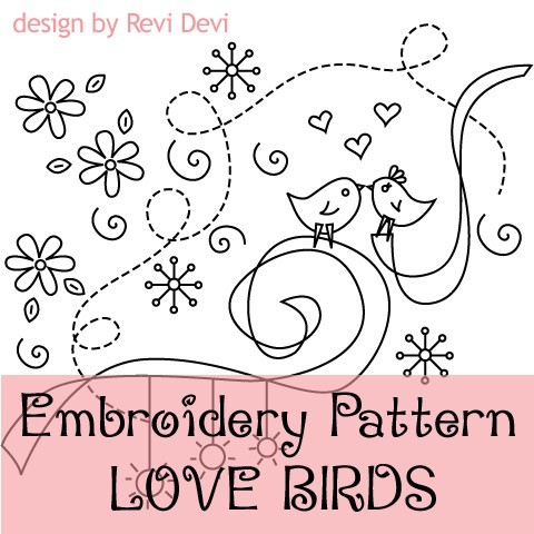 Love Birds 15006 - Embroidery Pattern PDF - Chic mod whimsical design