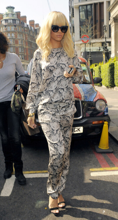 Singer Rihanna is seen arriving at a hotel in London.