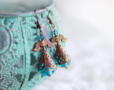Amazing Angels earrings turquoise blue color