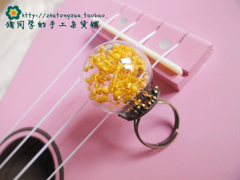 森女 复古 满天星 水晶玻璃球 戒指