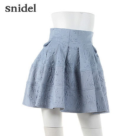 snidel 2013春 甜美立体浮雕压花面料高腰微蓬半裙