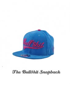 BULLSHIT snapback 欧美街头潮流 刺绣 平沿棒球帽 灯心绒 湖蓝色