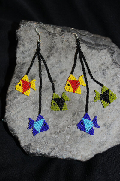 Huichol Beaded Fish Earrings