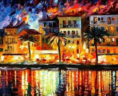 浓墨重彩的都市风景画 -Afremov作品