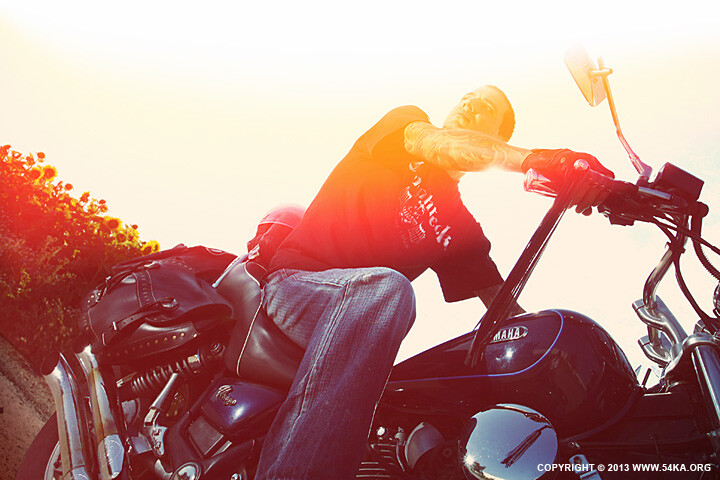 Tattooed Biker Man Sunset Rider Motorcycle by 54ka :: Tattooed Biker Man Sunset Rider Motorcycle