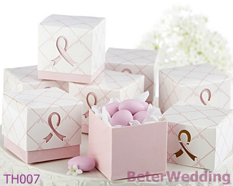 Pink Ribbon Wedding Favor Box TH007 use as Wedding Gift and Pink Breast Cancer Ribbon@Shanghai Beter Gifts Co Ltd.