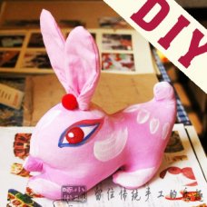 DIY布兔子手绘材料包 传统布艺玩具玩偶 手工涂鸦创意公仔(卧式)