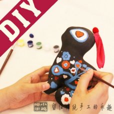 DIY布兔子手绘材料包 传统布艺玩偶玩具 手工创意礼品布偶 （立式