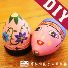 DIY抽木陀螺手绘材料包 手工涂鸦传统玩具（含绘画工具,送抽杆）