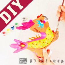 DIY布艺龙手绘材料包 传统布艺玩偶玩具 手工涂鸦布偶创意礼品