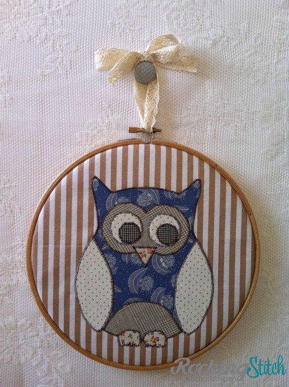 Embroidery hoop wall art // Owl Applique // by RockingStitch, £14.50