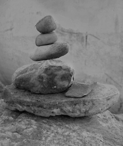 Fine Art Photography- Zen balanced rocks in black and white