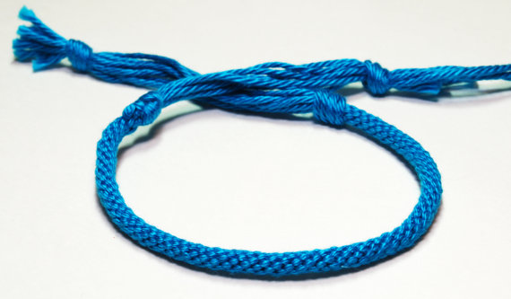 Kumihimo Bracelet Pima Cotton Fibre Teal Blue Jewelry