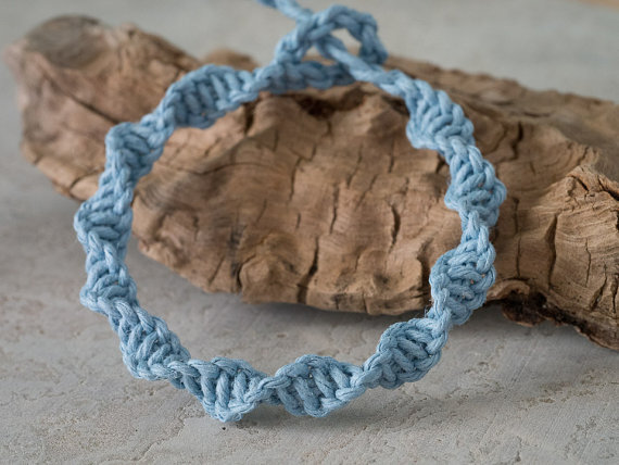 Blue Spiral Hemp Bracelet, Blue Hemp, Eco Friendly Jewelry