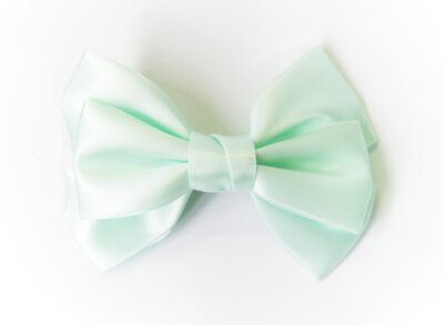 Large Mint Green Satin Ribbon Bow Hair Clip